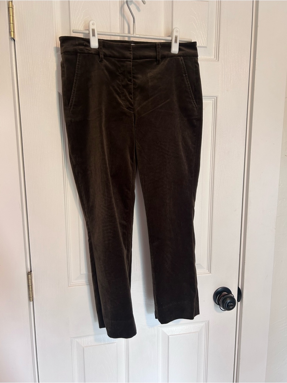 Frame Denim Women's Cropped Velvet Pants in Dark Brown